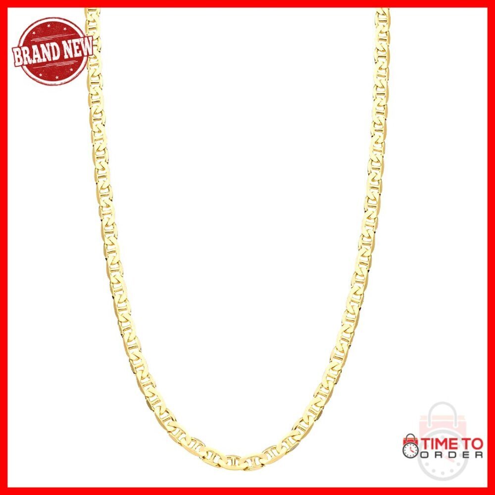 18K Gold Plated Sterling Silver Mariner Chain Necklace 18" Unisex